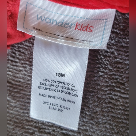 Adorable Vintage Red Dress with Peter Pan Collar 100% Cotton Velvet Look 18M - Picture 2 of 11